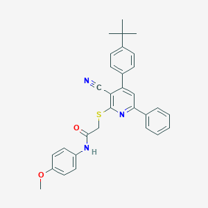 2-{[4-(4-tert-butylphenyl)-3-cyano-6-phenyl-2-pyridinyl]sulfanyl}-N-(4-methoxyphenyl)acetamide