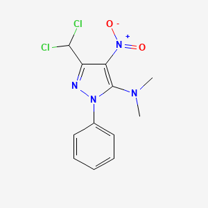 molecular formula C12H12Cl2N4O2 B4092257 3-(dichloromethyl)-N,N-dimethyl-4-nitro-1-phenyl-1H-pyrazol-5-amine 