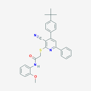 molecular formula C31H29N3O2S B409226 2-{[4-(4-tert-butylphenyl)-3-cyano-6-phenyl-2-pyridinyl]sulfanyl}-N-(2-methoxyphenyl)acetamide 