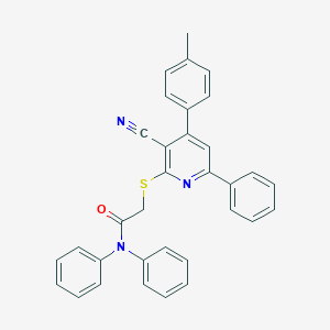 molecular formula C33H25N3OS B409227 2-{[3-cyano-4-(4-methylphenyl)-6-phenyl-2-pyridinyl]sulfanyl}-N,N-diphenylacetamide 
