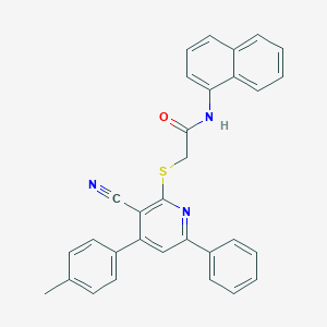 molecular formula C31H23N3OS B409229 2-{[3-cyano-4-(4-methylphenyl)-6-phenyl-2-pyridinyl]sulfanyl}-N-(1-naphthyl)acetamide 