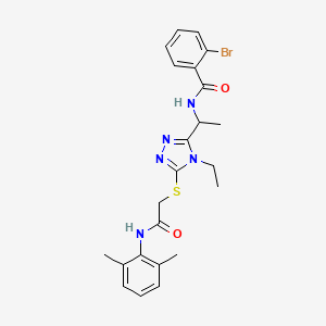 molecular formula C23H26BrN5O2S B4092297 2-bromo-N-{1-[5-({2-[(2,6-dimethylphenyl)amino]-2-oxoethyl}thio)-4-ethyl-4H-1,2,4-triazol-3-yl]ethyl}benzamide 