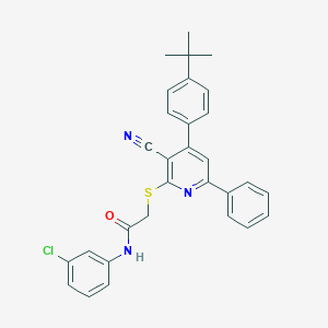 2-[4-(4-tert-butylphenyl)-3-cyano-6-phenylpyridin-2-yl]sulfanyl-N-(3-chlorophenyl)acetamide