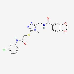 N-{[5-({2-[(3-chlorophenyl)amino]-2-oxoethyl}sulfanyl)-4-methyl-4H-1,2,4-triazol-3-yl]methyl}-1,3-benzodioxole-5-carboxamide