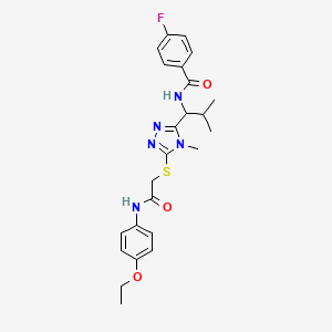 molecular formula C24H28FN5O3S B4092351 N-{1-[5-({2-[(4-ethoxyphenyl)amino]-2-oxoethyl}sulfanyl)-4-methyl-4H-1,2,4-triazol-3-yl]-2-methylpropyl}-4-fluorobenzamide 