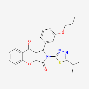 molecular formula C25H23N3O4S B4092364 2-[5-(propan-2-yl)-1,3,4-thiadiazol-2-yl]-1-(3-propoxyphenyl)-1H,2H,3H,9H-chromeno[2,3-c]pyrrole-3,9-dione 