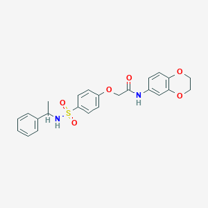 N-(2,3-dihydro-1,4-benzodioxin-6-yl)-2-[4-(1-phenylethylsulfamoyl)phenoxy]acetamide