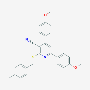 molecular formula C28H24N2O2S B409243 4,6-Bis(4-methoxyphenyl)-2-((4-methylbenzyl)thio)nicotinonitrile CAS No. 332114-66-6