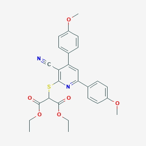molecular formula C27H26N2O6S B409244 Diethyl 2-{[3-cyano-4,6-bis(4-methoxyphenyl)-2-pyridinyl]sulfanyl}malonate 
