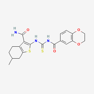 N-[(3-carbamoyl-6-methyl-4,5,6,7-tetrahydro-1-benzothiophen-2-yl)carbamothioyl]-2,3-dihydro-1,4-benzodioxine-6-carboxamide