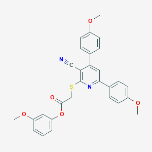 3-Methoxyphenyl 2-((3-cyano-4,6-bis(4-methoxyphenyl)pyridin-2-yl)thio)acetate