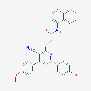 molecular formula C32H25N3O3S B409248 2-[3-cyano-4,6-bis(4-methoxyphenyl)pyridin-2-yl]sulfanyl-N-naphthalen-1-ylacetamide CAS No. 332114-63-3