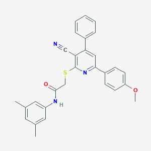 2-{[3-cyano-6-(4-methoxyphenyl)-4-phenyl-2-pyridinyl]sulfanyl}-N-(3,5-dimethylphenyl)acetamide
