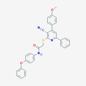 molecular formula C33H25N3O3S B409252 2-{[3-cyano-4-(4-methoxyphenyl)-6-phenyl-2-pyridinyl]sulfanyl}-N-(4-phenoxyphenyl)acetamide 
