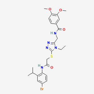 N-({5-[(2-{[4-bromo-2-(propan-2-yl)phenyl]amino}-2-oxoethyl)sulfanyl]-4-ethyl-4H-1,2,4-triazol-3-yl}methyl)-3,4-dimethoxybenzamide