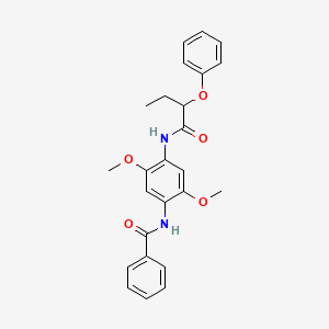 molecular formula C25H26N2O5 B4092554 N-{2,5-dimethoxy-4-[(2-phenoxybutanoyl)amino]phenyl}benzamide 