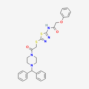 molecular formula C29H29N5O3S2 B4092586 N-[5-({2-[4-(diphenylmethyl)piperazin-1-yl]-2-oxoethyl}sulfanyl)-1,3,4-thiadiazol-2-yl]-2-phenoxyacetamide 