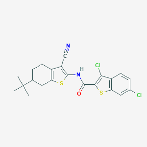molecular formula C22H20Cl2N2OS2 B409259 N-(6-tert-butyl-3-cyano-4,5,6,7-tetrahydro-1-benzothiophen-2-yl)-3,6-dichloro-1-benzothiophene-2-carboxamide CAS No. 332176-08-6