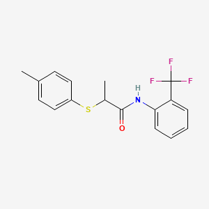 molecular formula C17H16F3NOS B4092651 2-[(4-methylphenyl)thio]-N-[2-(trifluoromethyl)phenyl]propanamide 