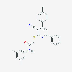 2-[3-cyano-4-(4-methylphenyl)-6-phenylpyridin-2-yl]sulfanyl-N-(3,5-dimethylphenyl)acetamide