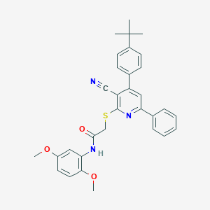 2-{[4-(4-tert-butylphenyl)-3-cyano-6-phenyl-2-pyridinyl]sulfanyl}-N-(2,5-dimethoxyphenyl)acetamide