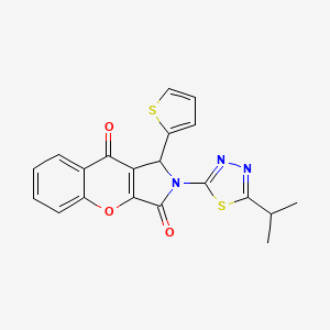 2-[5-(PROPAN-2-YL)-1,3,4-THIADIAZOL-2-YL]-1-(THIOPHEN-2-YL)-1H,2H,3H,9H-CHROMENO[2,3-C]PYRROLE-3,9-DIONE