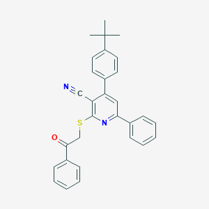 molecular formula C30H26N2OS B409276 4-(4-Tert-butylphenyl)-2-[(2-oxo-2-phenylethyl)sulfanyl]-6-phenylnicotinonitrile 