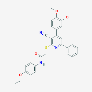 2-[3-cyano-4-(3,4-dimethoxyphenyl)-6-phenylpyridin-2-yl]sulfanyl-N-(4-ethoxyphenyl)acetamide