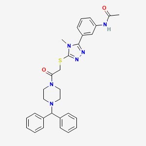 N-{3-[5-({2-[4-(diphenylmethyl)piperazin-1-yl]-2-oxoethyl}sulfanyl)-4-methyl-4H-1,2,4-triazol-3-yl]phenyl}acetamide