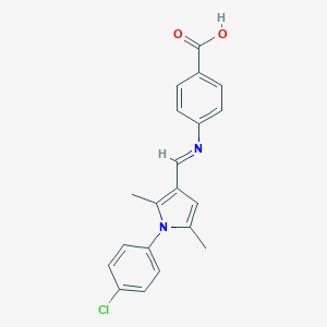 molecular formula C20H17ClN2O2 B409287 4-({(E)-[1-(4-chlorophenyl)-2,5-dimethyl-1H-pyrrol-3-yl]methylidene}amino)benzoic acid 