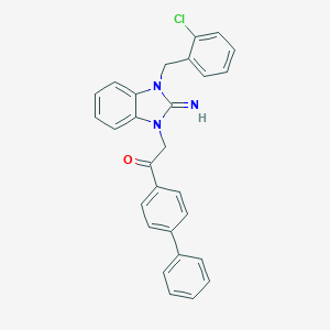 molecular formula C28H22ClN3O B409290 1-Biphenyl-4-yl-2-[3-(2-chloro-benzyl)-2-imino-2,3-dihydro-benzoimidazol-1-yl]-e 
