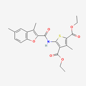 molecular formula C22H23NO6S B4092931 diethyl 5-{[(3,5-dimethyl-1-benzofuran-2-yl)carbonyl]amino}-3-methyl-2,4-thiophenedicarboxylate 