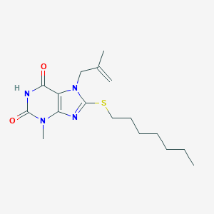 molecular formula C17H26N4O2S B409295 8-Heptylsulfanyl-3-methyl-7-(2-methyl-allyl)-3,7-dihydro-purine-2,6-dione CAS No. 332098-64-3