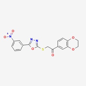 1-(2,3-dihydro-1,4-benzodioxin-6-yl)-2-{[5-(3-nitrophenyl)-1,3,4-oxadiazol-2-yl]thio}ethanone