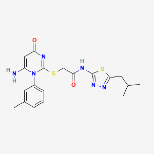 molecular formula C19H22N6O2S2 B4092978 2-{[6-Amino-1-(3-methylphenyl)-4-oxo-1,4-dihydropyrimidin-2-YL]sulfanyl}-N-[5-(2-methylpropyl)-1,3,4-thiadiazol-2-YL]acetamide 