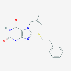 molecular formula C18H20N4O2S B409298 3-methyl-7-(2-methylprop-2-en-1-yl)-8-[(2-phenylethyl)sulfanyl]-3,7-dihydro-1H-purine-2,6-dione CAS No. 332098-78-9