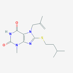 molecular formula C15H22N4O2S B409299 8-(isopentylsulfanyl)-3-methyl-7-(2-methyl-2-propenyl)-3,7-dihydro-1H-purine-2,6-dione CAS No. 332098-60-9