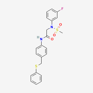 molecular formula C22H21FN2O3S2 B4092995 N~2~-(3-fluorophenyl)-N~2~-(methylsulfonyl)-N-{4-[(phenylsulfanyl)methyl]phenyl}glycinamide 