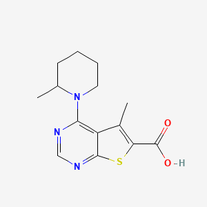 5-methyl-4-(2-methyl-1-piperidinyl)thieno[2,3-d]pyrimidine-6-carboxylic acid