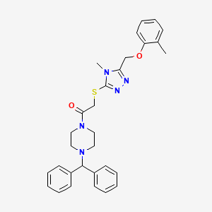 molecular formula C30H33N5O2S B4093016 1-[4-(diphenylmethyl)piperazin-1-yl]-2-({4-methyl-5-[(2-methylphenoxy)methyl]-4H-1,2,4-triazol-3-yl}sulfanyl)ethanone 