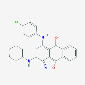 molecular formula C26H22ClN3O2 B409302 5-(4-chloroanilino)-3-(cyclohexylamino)-6H-anthra[1,9-cd]isoxazol-6-one CAS No. 332099-99-7