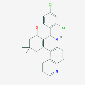 molecular formula C24H20Cl2N2O B409303 8-(2,4-dichlorophenyl)-11,11-dimethyl-8,10,11,12-tetrahydrobenzo[a][4,7]phenanthrolin-9(7H)-one 