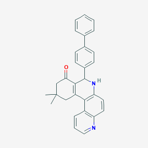 molecular formula C30H26N2O B409304 8-[1,1'-biphenyl]-4-yl-11,11-dimethyl-8,10,11,12-tetrahydrobenzo[a][4,7]phenanthrolin-9(7H)-one 