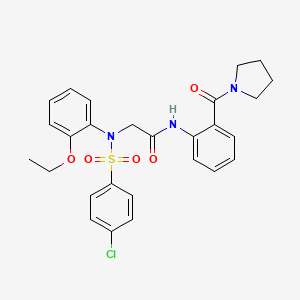 molecular formula C27H28ClN3O5S B4093072 N~2~-[(4-chlorophenyl)sulfonyl]-N~2~-(2-ethoxyphenyl)-N~1~-[2-(1-pyrrolidinylcarbonyl)phenyl]glycinamide 