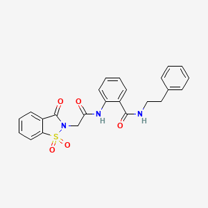 molecular formula C24H21N3O5S B4093089 2-{[(1,1-dioxido-3-oxo-1,2-benzisothiazol-2(3H)-yl)acetyl]amino}-N-(2-phenylethyl)benzamide 