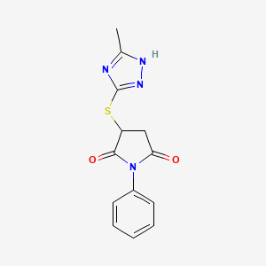 molecular formula C13H12N4O2S B4093096 3-[(5-methyl-4H-1,2,4-triazol-3-yl)sulfanyl]-1-phenylpyrrolidine-2,5-dione 