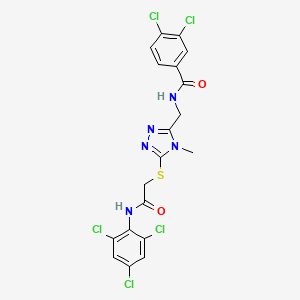 molecular formula C19H14Cl5N5O2S B4093109 3,4-dichloro-N-{[4-methyl-5-({2-oxo-2-[(2,4,6-trichlorophenyl)amino]ethyl}sulfanyl)-4H-1,2,4-triazol-3-yl]methyl}benzamide 