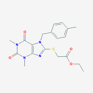 molecular formula C19H22N4O4S B409313 ethyl {[1,3-dimethyl-7-(4-methylbenzyl)-2,6-dioxo-2,3,6,7-tetrahydro-1H-purin-8-yl]sulfanyl}acetate CAS No. 332103-44-3