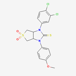 molecular formula C18H16Cl2N2O3S2 B4093139 3-(3,4-Dichlorophenyl)-1-(4-methoxyphenyl)-5,5-dioxo-3a,4,6,6a-tetrahydrothieno[3,4-d]imidazole-2-thione 