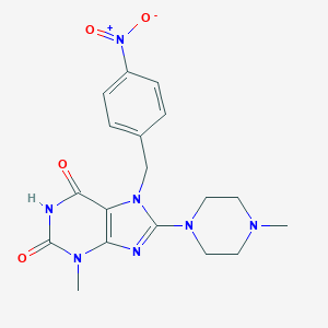 molecular formula C18H21N7O4 B409314 3-methyl-8-(4-methylpiperazin-1-yl)-7-(4-nitrobenzyl)-1H-purine-2,6(3H,7H)-dione CAS No. 332103-66-9